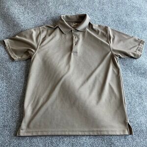 Grand Slam Golf Mens Large Polo Shirt Taupe Brown Micro Ribbed Performance L